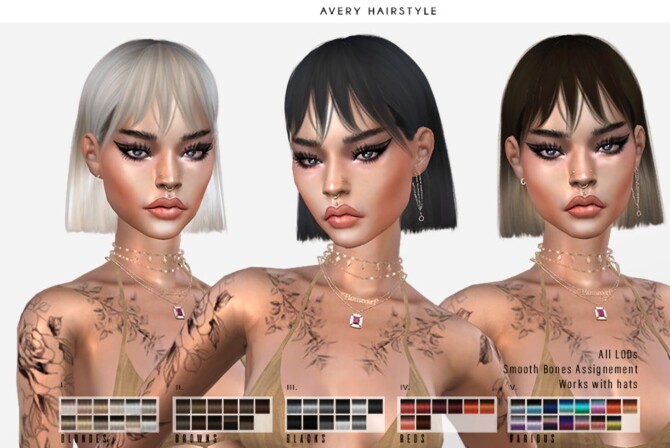 Sims 4 Avery Hair by Leah Lillith at TSR