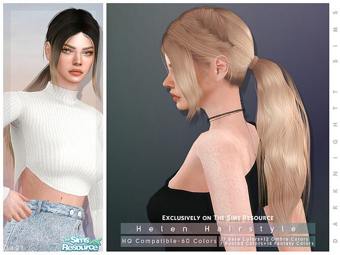 Sims 4 Helen Hairstyle by DarkNighTt at TSR