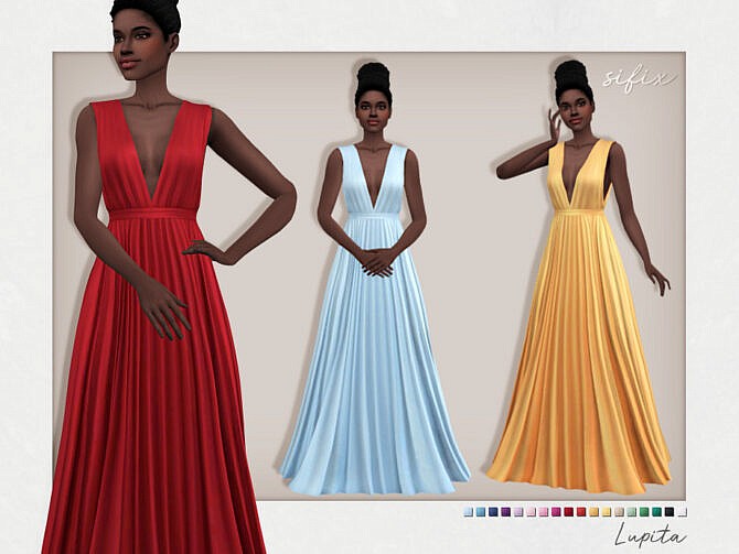 Sims 4 Lupita Formal Dress by Sifix at TSR