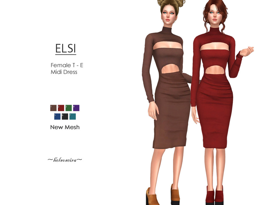 Elsi Midi Dress By Helsoseira At Tsr Sims 4 Updates