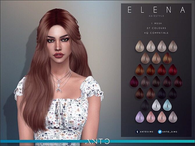 Sims 4 Elena long hair tied back by Anto at TSR