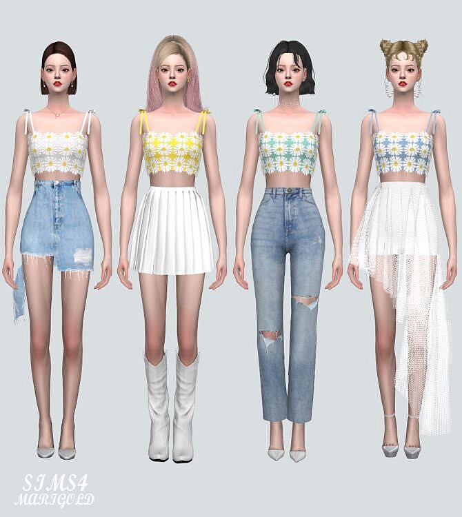 Sims 4 Flower Lace Crop Top A 7 at Marigold