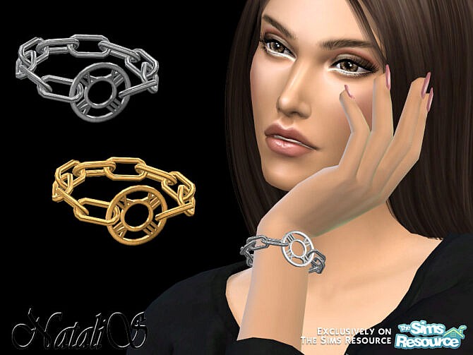 Sims 4 Roman numeral chain bracelet by NataliS at TSR