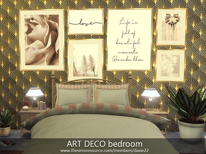 Sims 4 ART DECO bedroom by dasie2 at TSR