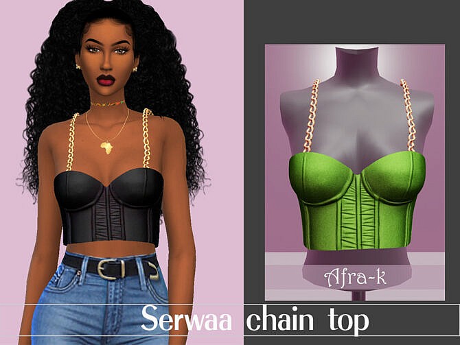 Sims 4 Serwaa chain top by akaysims at TSR