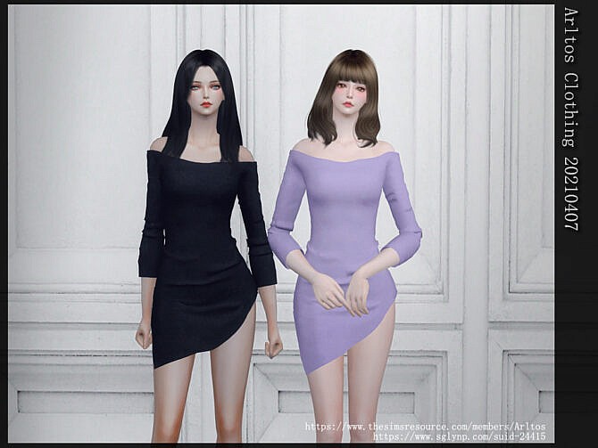Sims 4 Assymetrical dress 20210407 by Arltos at TSR