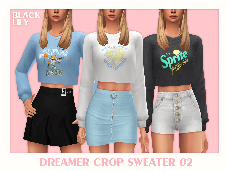 Dreamer Crop Sweater 02 by Black Lily at TSR » Sims 4 Updates