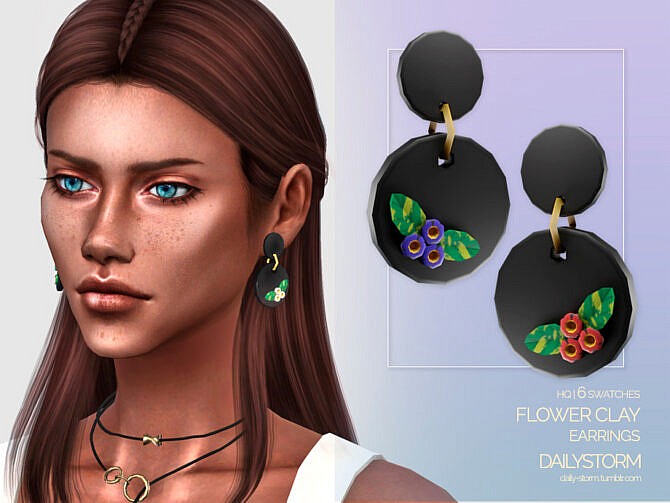 Sims 4 Flower Clay Earrings by DailyStorm at TSR