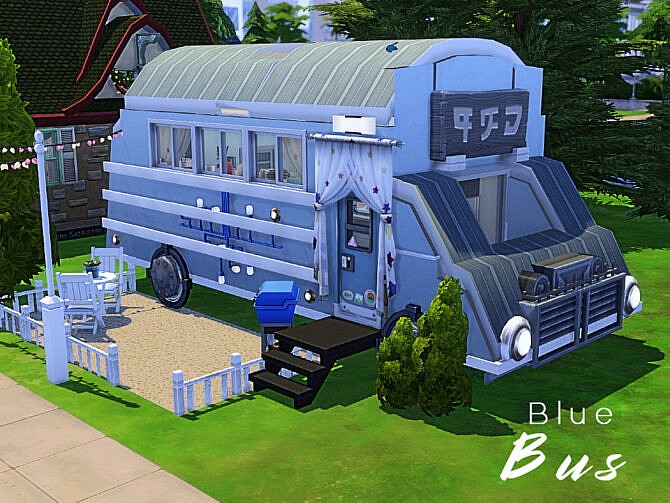 Sims 4 Blue Bus by GenkaiHaretsu at TSR