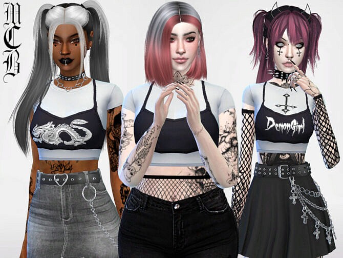 Sims 4 2 Layer Crop Tops by MaruChanBe at TSR