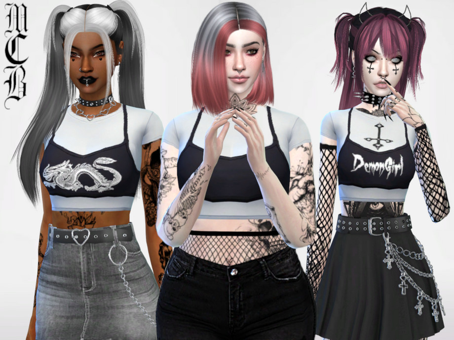 2 Layer Crop Tops by MaruChanBe at TSR » Sims 4 Updates