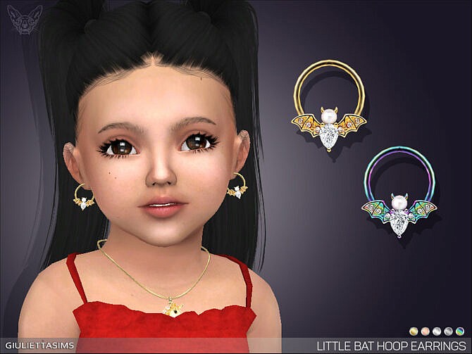 Sims 4 Little Bat Hoop Earrings For Toddlers by feyona at TSR