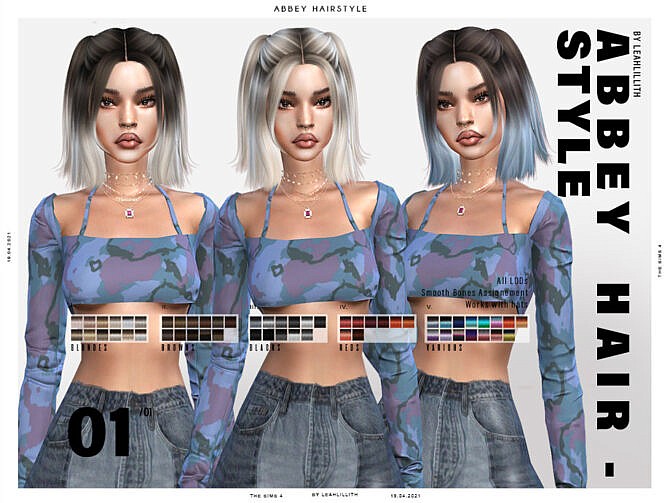Sims 4 Abbey Hairstyle by Leah Lillith at TSR
