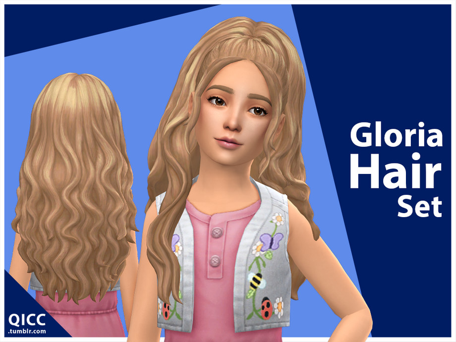 Gloria Hair Set by qicc at TSR » Sims 4 Updates