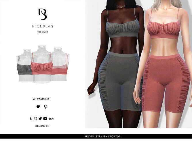 Ruched Strappy Crop Top By Bill Sims
