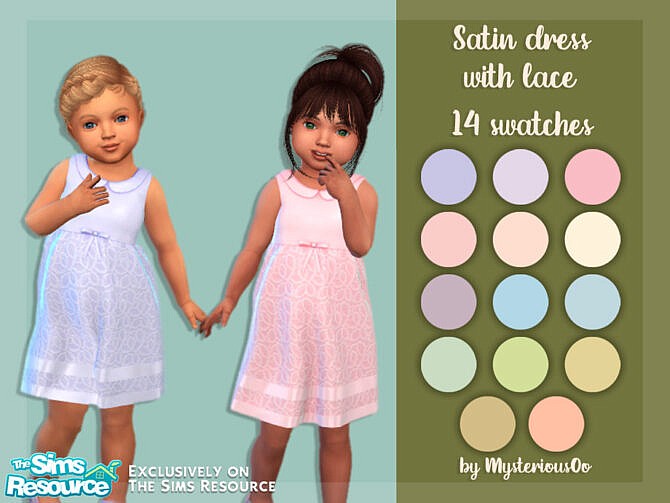 Sims 4 Satin dress with lace by MysteriousOo at TSR