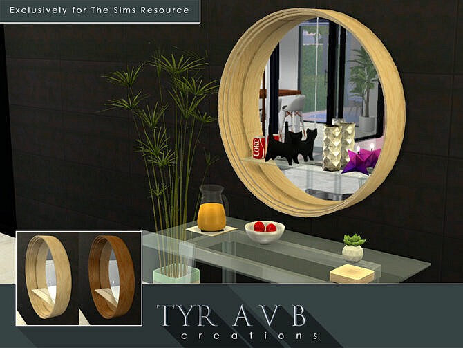 Sims 4 Round Mirror with Functional Glass Shelf by TyrAVB at TSR