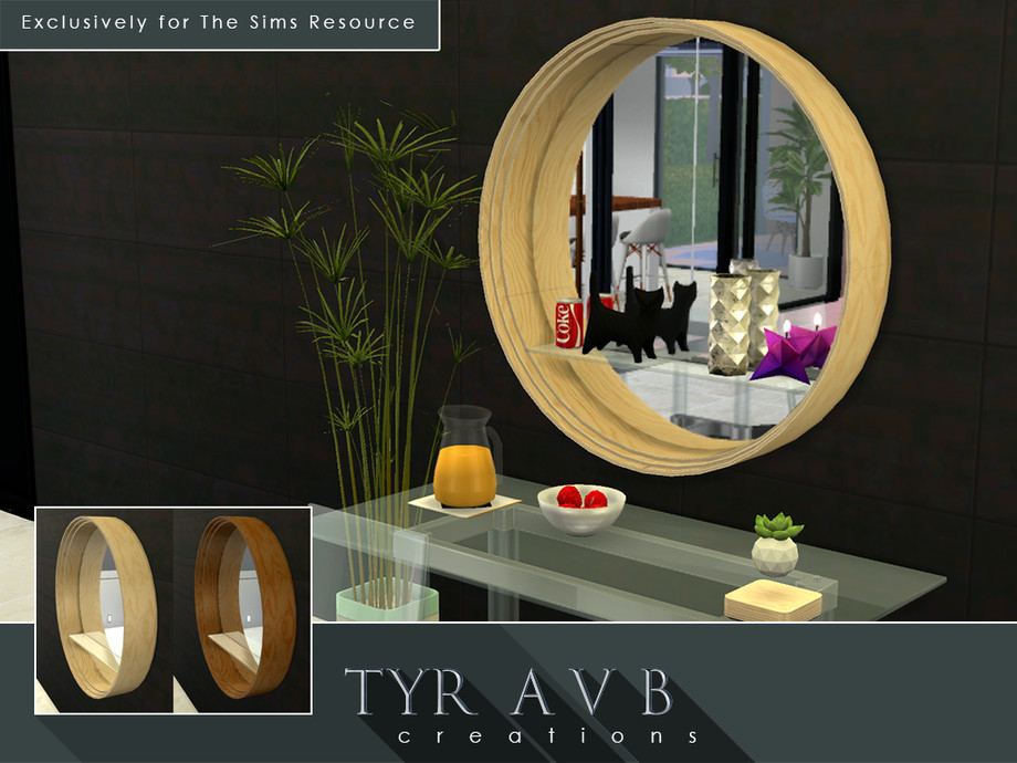 The Sims 4 Rounded Glass Mod Round Mirror with Functional Glass Shelf by TyrAVB at TSR » Sims 4 Updates