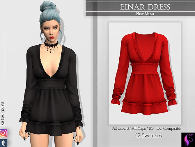 Sims 4 Einar Dress by KaTPurpura at TSR