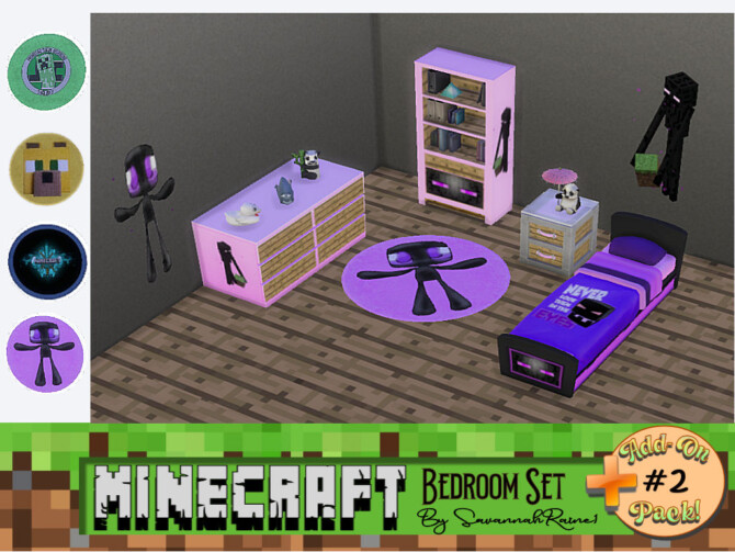 Sims 4 Minecraft Bedroom Set Add On Pack #2 by SavannahRaine at Mod The Sims 4