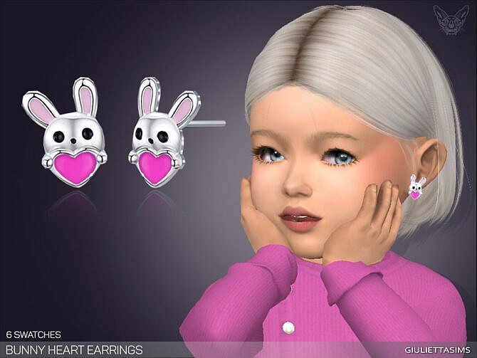 Sims 4 Bunny Heart Earrings For Toddlers by feyona at TSR