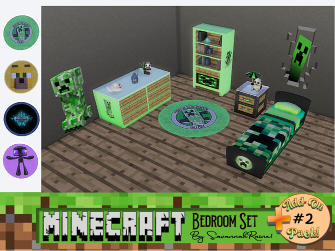 Sims 4 Minecraft Bedroom Set Add On Pack #2 by SavannahRaine at Mod The Sims 4