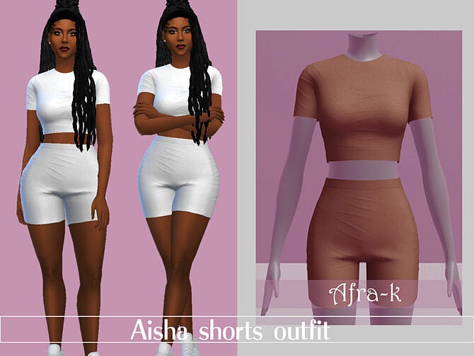 Sims 4 Aisha shorts outfit by akaysims at TSR