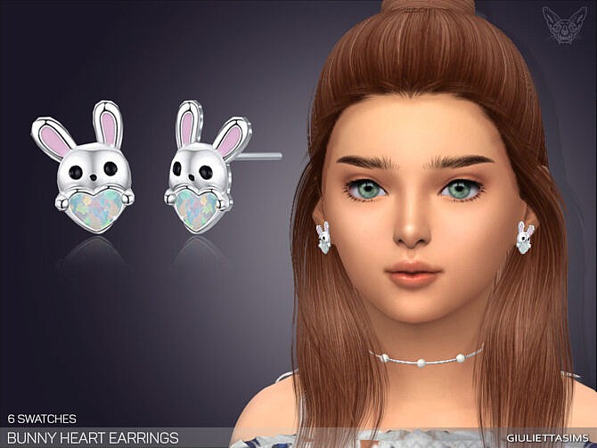 Sims 4 Bunny Heart Earrings For Toddlers by feyona at TSR