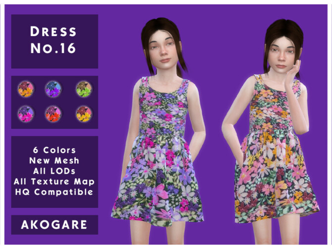 Sims 4 Dress No.16 by Akogare at TSR