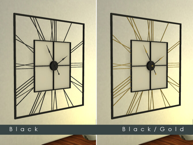 Sims 4 3D Square Wall Clock (Not a Decal) by TyrAVB at TSR