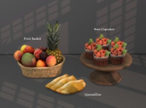 Fruit Basket + Rose Cupcakes + Quesadillas