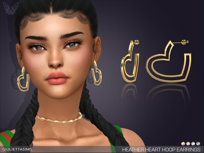 Sims 4 Heather Heart Hoop Earrings by feyona at TSR