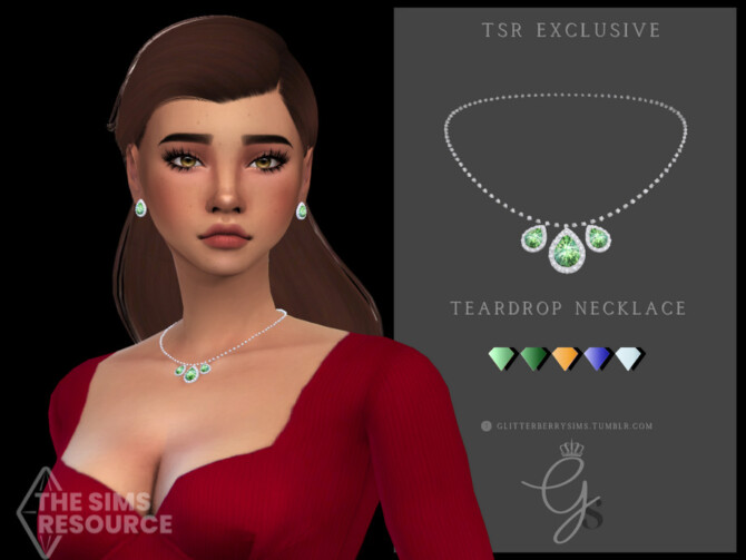 Sims 4 Teardrop Necklace by Glitterberryfly at TSR