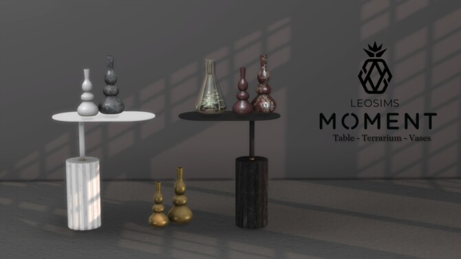 Sims 4 Moment set: table, vases & terrarium (P) at Leo Sims