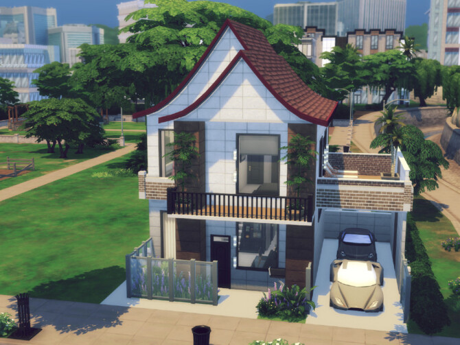 Sims 4 Reno small modern family house by GenkaiHaretsu at TSR