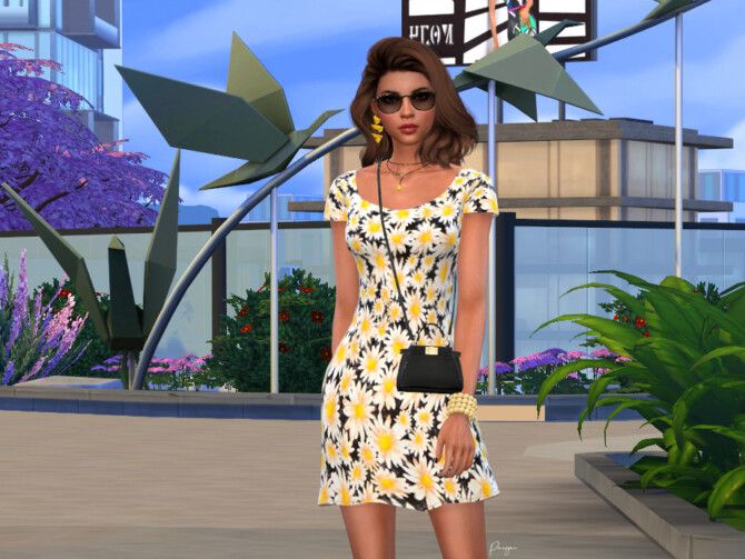 Sims 4 Spring Daisies Dress by Paogae at TSR