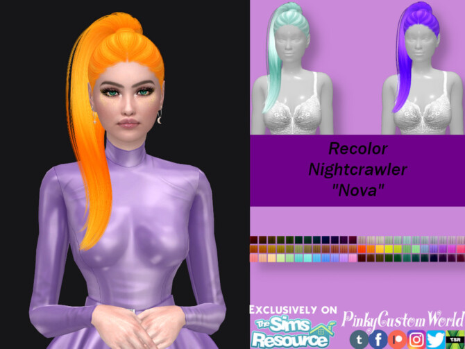 Sims 4 Recolor of Nightcrawlers Nova hair by PinkyCustomWorld at TSR