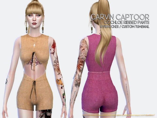 Sims 4 Chloe Ribbed Pants by carvin captoor at TSR
