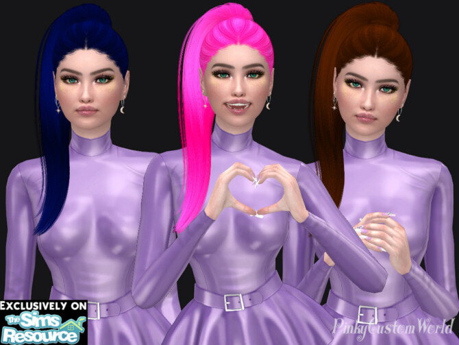 Sims 4 Recolor of Nightcrawlers Nova hair by PinkyCustomWorld at TSR