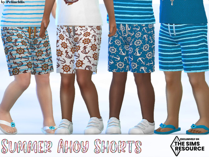 Sims 4 Boys Summer Ahoy Shorts by Pelineldis at TSR