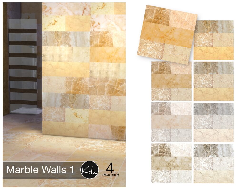 Sims 4 Marble Walls CC