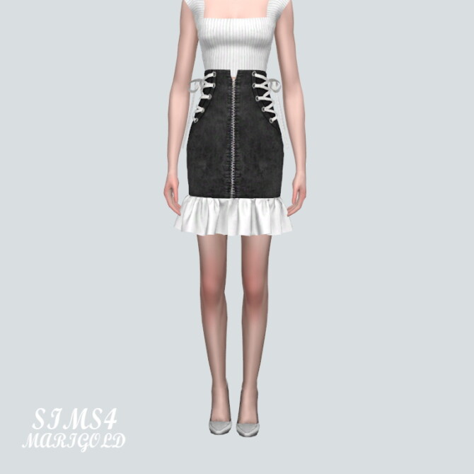 Sims 4 Lace Up Midi Skirts 5V at Marigold