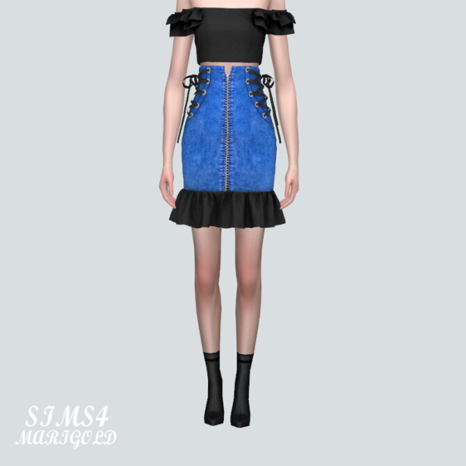 Sims 4 Lace Up Midi Skirts 5V at Marigold