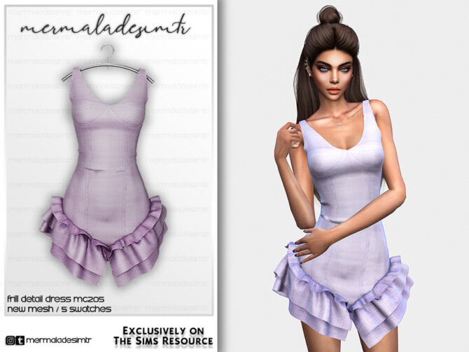 Sims 4 Frill Detail Dress MC205 by mermaladesimtr at TSR