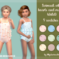 Swimsuit With Hearts And Ruffles (child) By Mysteriousoo