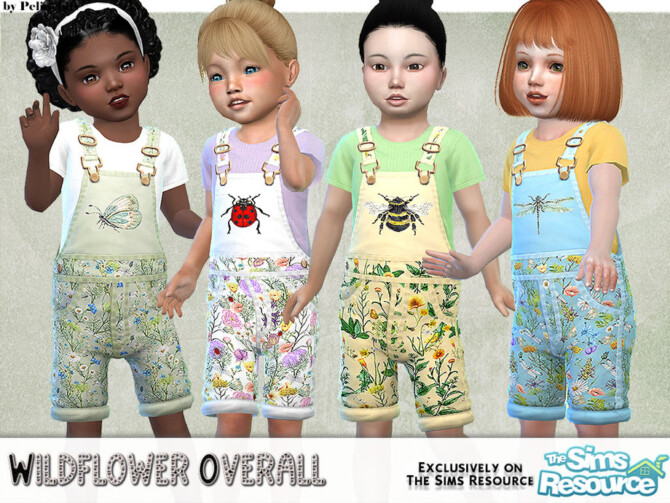 Sims 4 Wildflower Short Overall by Pelineldis at TSR