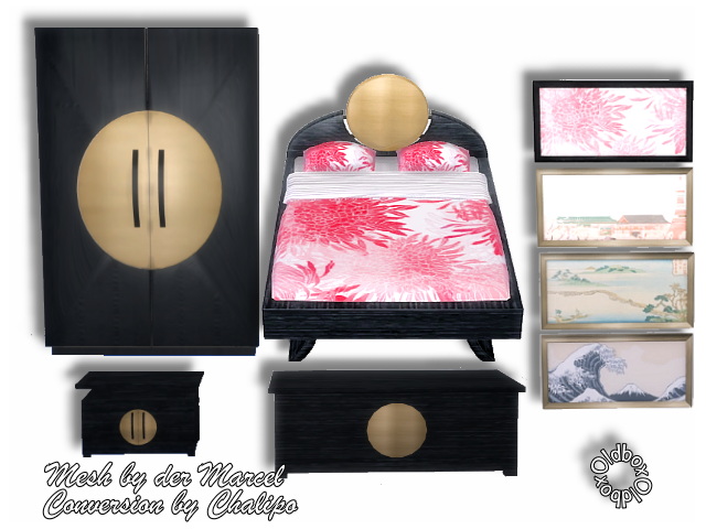 Sims 4 Japanese bedroom recolor by Oldbox at All 4 Sims