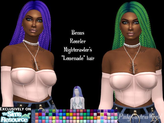 Sims 4 Bonus recolor of Nightcrawlers Lemonade hair by PinkyCustomWorld at TSR