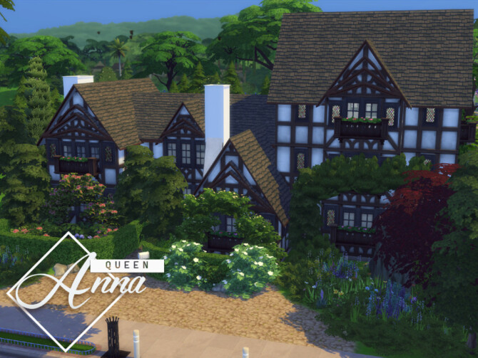 Sims 4 Queen Anna Big Tudor house by GenkaiHaretsu at TSR