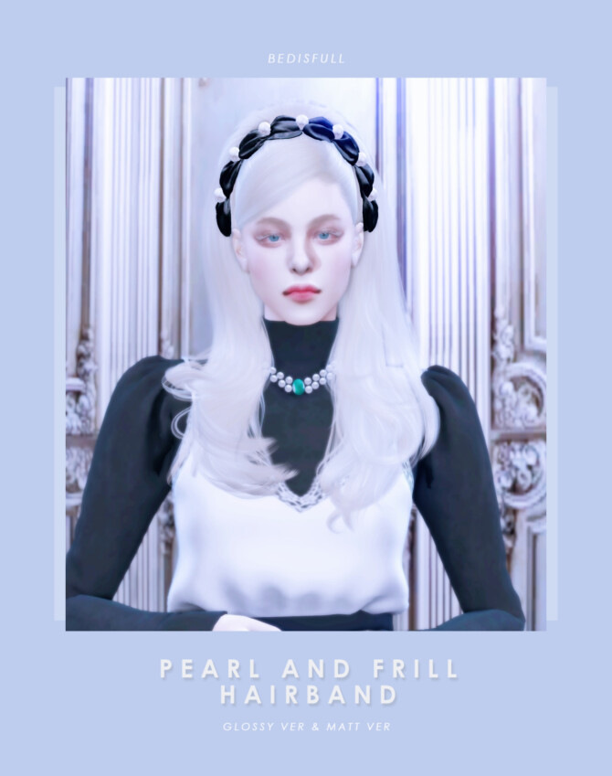 Sims 4 FM Pearl and frill hairband at Bedisfull – iridescent